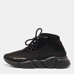 Balenciaga Black Knit Fabric Speed Trainer Sneakers Size 38