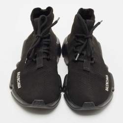 Balenciaga Black Knit Fabric Speed Trainer Sneakers Size 38