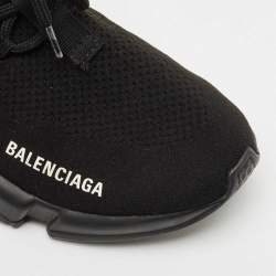 Balenciaga Black Knit Fabric Speed Trainer Sneakers Size 38