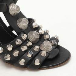 Balenciaga Black Leather Arena Wedge Sandals Size 35