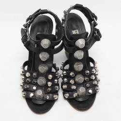 Balenciaga Black Leather Arena Wedge Sandals Size 35
