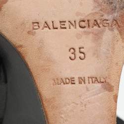Balenciaga Black Leather Arena Wedge Sandals Size 35