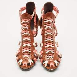 Balenciaga Multicolor Woven Leather Ankle Strap Sandals Size 41
