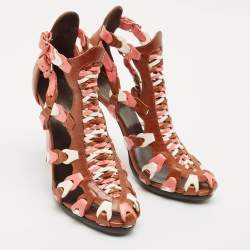 Balenciaga Multicolor Woven Leather Ankle Strap Sandals Size 41