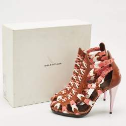 Balenciaga Multicolor Woven Leather Ankle Strap Sandals Size 41