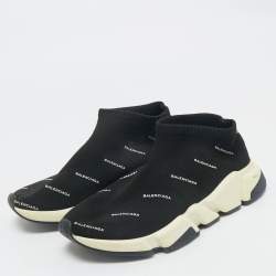 Balenciaga Black Knit Fabric Speed Trainer Sneakers Size 37