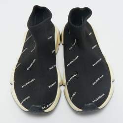 Balenciaga Black Knit Fabric Speed Trainer Sneakers Size 37