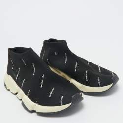 Balenciaga Black Knit Fabric Speed Trainer Sneakers Size 37