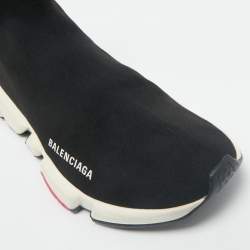 Balenciaga Black  Knit Fabric Speed Trainer High Top Sneakers Size 41