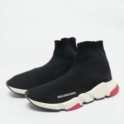Balenciaga Black  Knit Fabric Speed Trainer High Top Sneakers Size 41