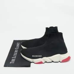 Balenciaga Black  Knit Fabric Speed Trainer High Top Sneakers Size 41