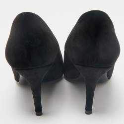 Pre Owned Balenciaga Black Velvet BB Pointed Toe Pumps Size 38