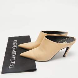 Balenciaga Beige Leather Pointed Toe  Mules Size 38