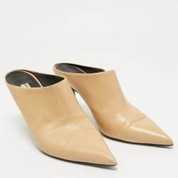Balenciaga Beige Leather Pointed Toe  Mules Size 38