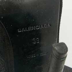Balenciaga Black Leather Open Toe Glove Slingback Sandals Size 39