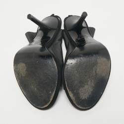 Balenciaga Black Leather Open Toe Glove Slingback Sandals Size 39