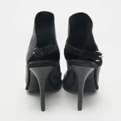 Balenciaga Black Leather Open Toe Glove Slingback Sandals Size 39