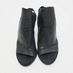 Balenciaga Black Leather Open Toe Glove Slingback Sandals Size 39