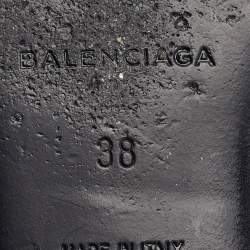 Pre Owned Balenciaga Blue Leather Arena Flat Slides Size 38