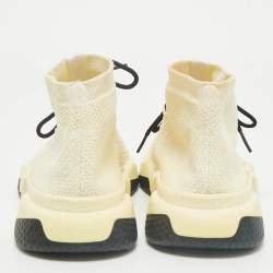 Pre Owned Balenciaga Cream Knit Fabric Speed Sock Lace Up Sneakers Size 39