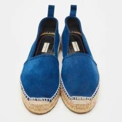 Pre Owned Balenciaga Blue Suede Espadrille Flats Size 40