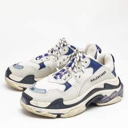Balenciaga Multicolor Faux Leather and Mesh Triple S Lace Up Sneakers Size 39