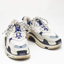Balenciaga Multicolor Faux Leather and Mesh Triple S Lace Up Sneakers Size 39