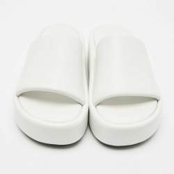 Pre Owned Balenciaga White Leather Rise Platform Slide Sandals Size 38