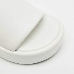 Pre Owned Balenciaga White Leather Rise Platform Slide Sandals Size 38