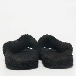 Balenciaga Black Faux Shearling Fur Furry Slide Sandals Size 42