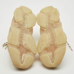 Balenciaga Beige Leather and Mesh Triple S Clear Sole Sneakers Size 41