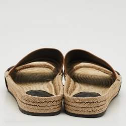 Pre Owned حذاء إسبادريل فلات جلد وألياف مرنة خوخي/أسود بالنسياغا مقاس 41