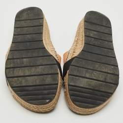 Pre Owned حذاء إسبادريل فلات جلد وألياف مرنة خوخي/أسود بالنسياغا مقاس 41