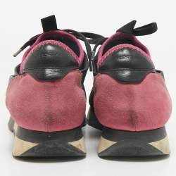 Pre Owned Balenciaga Black Leather and Mesh Race Runner Sneakers Size 38