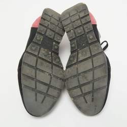 Pre Owned Balenciaga Black Leather and Mesh Race Runner Sneakers Size 38