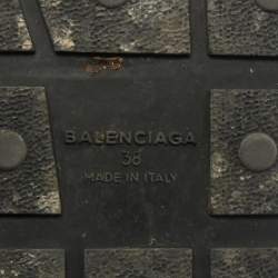 Pre Owned Balenciaga Black Leather and Mesh Race Runner Sneakers Size 38