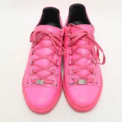 Balenciaga Pink Leather Arena Low Top Sneakers Size 38