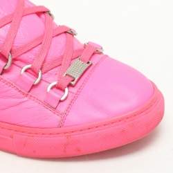 Balenciaga Pink Leather Arena Low Top Sneakers Size 38