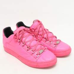 Balenciaga Pink Leather Arena Low Top Sneakers Size 38