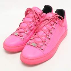 Balenciaga Pink Leather Arena Low Top Sneakers Size 38