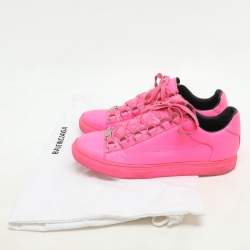 Balenciaga Pink Leather Arena Low Top Sneakers Size 38