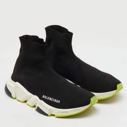 Balenciaga Black Knit Fabric Speed Trainer Slip On Sneakers Size 38