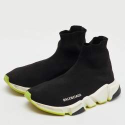 Balenciaga Black Knit Fabric Speed Trainer Slip On Sneakers Size 38