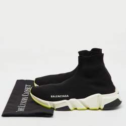 Balenciaga Black Knit Fabric Speed Trainer Slip On Sneakers Size 38