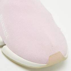 Pre Owned Balenciaga Pink Knit Fabric Speed Trainer Sneakers Size 37