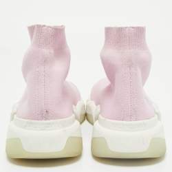 Pre Owned Balenciaga Pink Knit Fabric Speed Trainer Sneakers Size 37