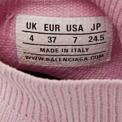 Pre Owned Balenciaga Pink Knit Fabric Speed Trainer Sneakers Size 37