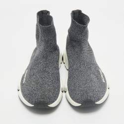 Balenciaga Grey Knit Fabric Speed Trainer Slip On Sneakers Size 40