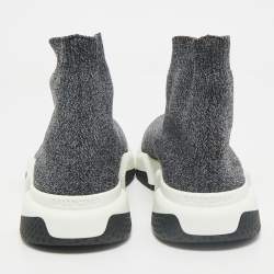 Balenciaga Grey Knit Fabric Speed Trainer Slip On Sneakers Size 40