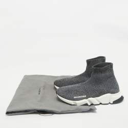 Balenciaga Grey Knit Fabric Speed Trainer Slip On Sneakers Size 40